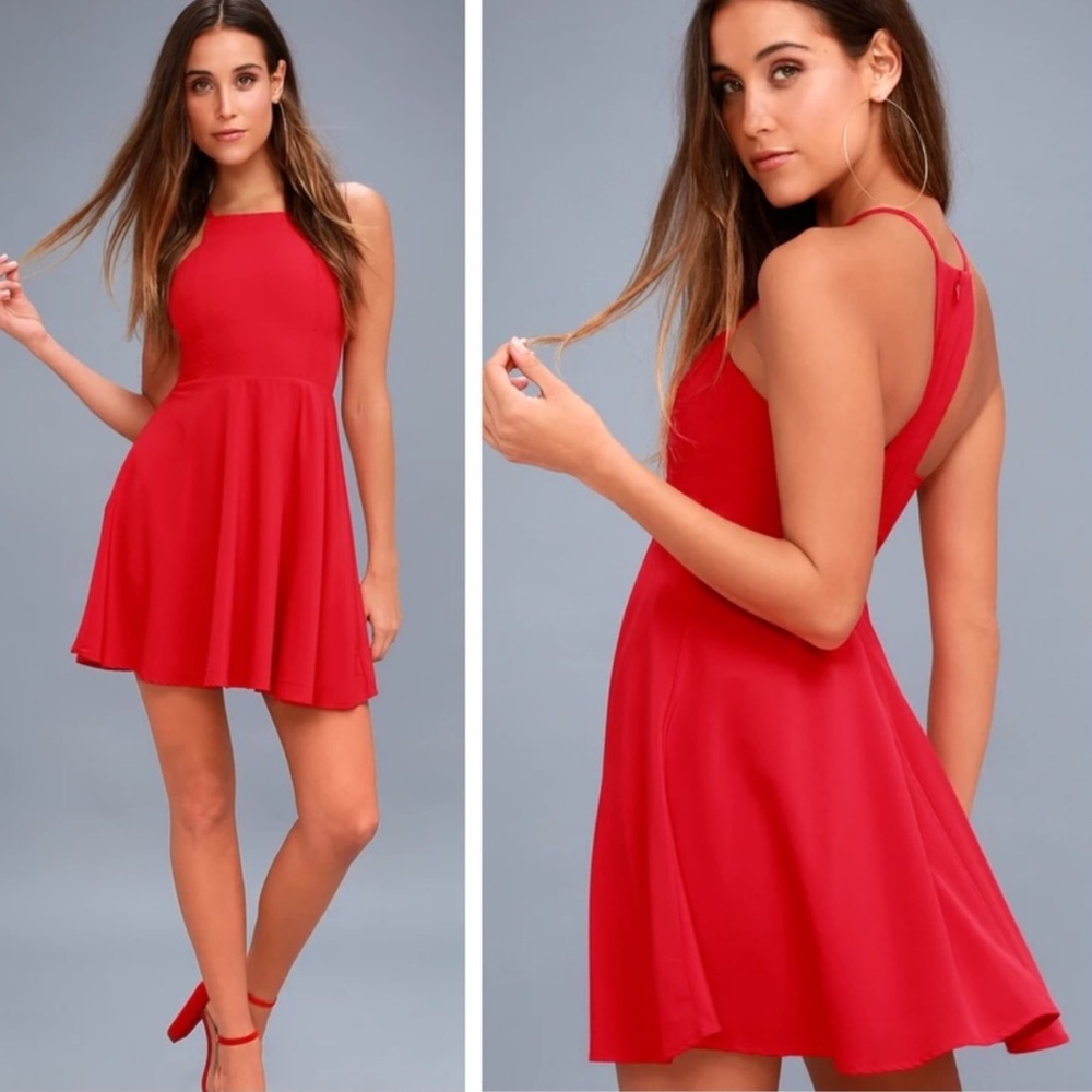 Lulu’s Call to Charms Lined Racerback Skater Dress